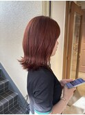 小川/ブリーチなしwカラーオレンジブラウンミディアムレイヤー