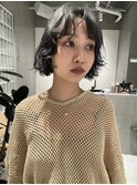 天神大名顔周りレイヤーカットミディアムボブタッセルボブパーマ