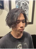 ショート2ブロックニュアンスパーマボブマンバンセンターパート