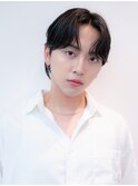 メンズセンターパート韓国マッシュウルフ