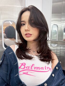 アルバム 新宿(ALBUM SHINJUKU) 黒髪ミディアム顔周りレイヤー韓国ヘア_F31160