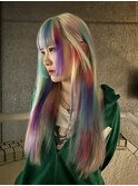 ミルクベージュクラゲヘアダブルカラーインナーボブケアブリーチ
