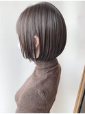 大人前下がりボブ切りっぱなし内巻きボブ20代30代40代髪型