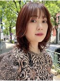 ミディアムレイヤー くびれ オレンジ 表参道 20代30代40代