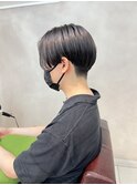 ツーブロマッシュ/韓国風/ブルーブラック/フェザーパーマ