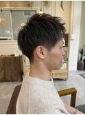 さわやか刈り上げツーブロックモテ髪黒髪アップバングショート