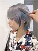 デザインカラー黒髪インナーカラーピンクベージュカラーレイヤー