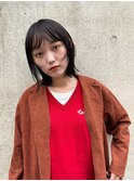 ◎切りっぱなしボブ縮毛矯正ショートボブストレートパーマ
