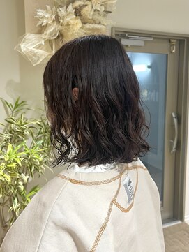 クーナバイトマト 横浜(Cuna by TOMTO) 【KANO】コテ巻き風パーマ  ボブパーマ  ラベンダーブラウン