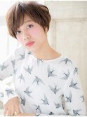 mod's姪浜マロンベージュ斜めバング小顔補正カット束感ショートi