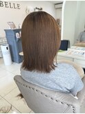 ブリーチなしミルクティーベージュ/切りっぱなしボブ