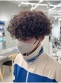 プードルパーマメンズマッシュツーブロック束感メンズパーマ名駅