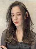 チョコレートカラーで透明感☆韓国ヘアくびれレイヤー　A601