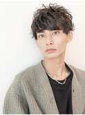 アッシュブラック/マッシュパーマ/刈り上げ/ツーブロック