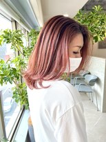 フラッグ ヘアー 天神西通り店(Flag HAIR)&nbsp;ハイライト　ピンクベージュ