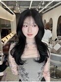 暗髪ブルーブラック×韓国風くびれヘア(暗髪/レイヤー/新宿)
