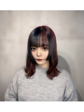 ヘアサロンエムフィス 池袋東口(HAIR SALON M Fe's) ワインレッド×ブラックデザインカラー
