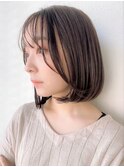 ワンレン/切りっぱなしボブ/ダークアッシュ/小顔カットp上尾