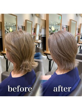 ステラバイケンジ 藤沢(STELLA by KENJE) 白髪ぼかし細めハイライト30代40代50代ベージュ