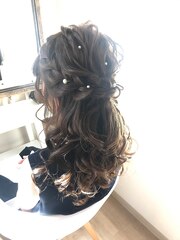 ゆる結婚式ハーフアップアレンジ【ヘアセット　立川/立川南】