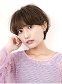 切りっぱなしショート・ボブ/絶壁解消/前髪なし/20代/30代/丸顔