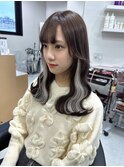 13473ブリーチ＆インナーカラー黒髪ホワイトブロンドワンホン