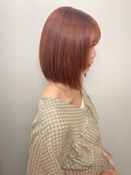 ムクヘアー(muk hair) オレンジベージュ×艶ボブ