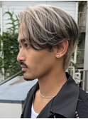 渋谷メンズハイトーンカラーミルクティーベージュセンターパート
