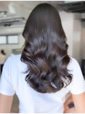 美髪ミディアムレイヤーカットデジタルパーマチェリーブラウン
