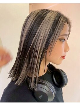 ルーム(Loom.) デザインカラーコントラストハイライト切りっぱなしボブ