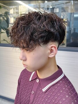 トゥイン 八王子(TWIN) メンズパーマフェザーパーマサーフカールブルーブラック
