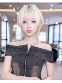 20代30代切りっぱなし顔周りレイヤーボブ/髪質改善/外ハネ