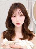ミディアム　レイヤーカット　韓国　顔まわり