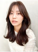 デジタルパーマ美髪エアリーカール斜めバング前髪艶感モテ髪