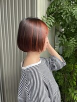 ソラ ヘアーメイク(SORA HAIR MAKE)&nbsp;透明感ダークグレー×オレンジの逆アンブレラカラーボブ