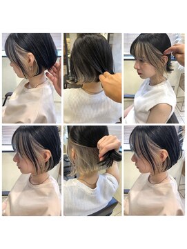 トルネード(TORNADO) 外国人風ショート インナーカラー フェイスフレーム グレージュ