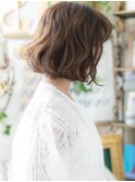 ★プラチナグレージュカラーくせ毛風大人ボブ20代30代40代★9