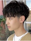 ツイストスパイラルパーマメンズパーママッシュウルフフェード
