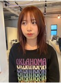 オレンジブラウンミディアムレイヤーカット