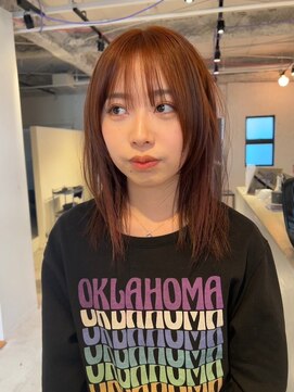 ルーム(Loom.) オレンジブラウンミディアムレイヤーカット