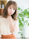 仙台/髪質改善/ミルクティーアッシュ☆ウェーブミディアムb