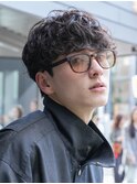 福岡天神ゆるめシャドウパーマメンズマッシュウルフカット緩め