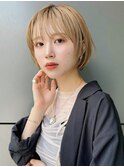 ブロンドベージュ フェイスレイヤーボブ似合わせ小顔t729