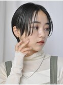 暗髪ショート/耳かけショート/ワイドバング