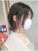 横浜西口ストレートパーマミディアムボブベージュアッシュグレー