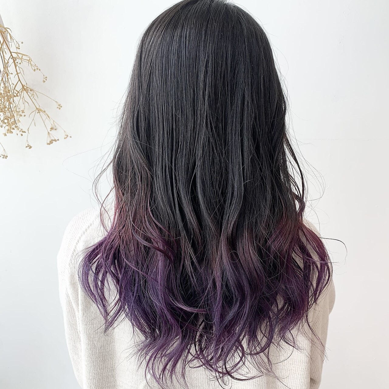 グラデーションカラー×パープル×黒髪×ケアブリーチ：L175053355