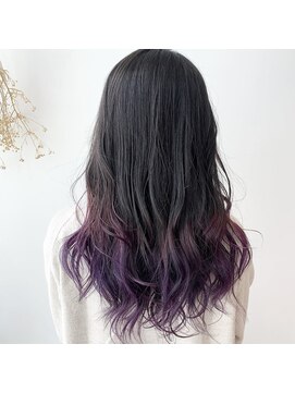 レイズ(Ray’s) グラデーションカラー×パープル×黒髪×ケアブリーチ