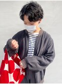 センターパート黒髪春パーマ【rili横浜】