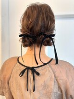パーク 福岡天神西通り店(parc)&nbsp;ヘアアレンジ　お呼ばれヘア　お団子ツイン　リボンへア　20代