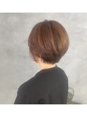 大人のショートボブ／ピンクブラウンカラー